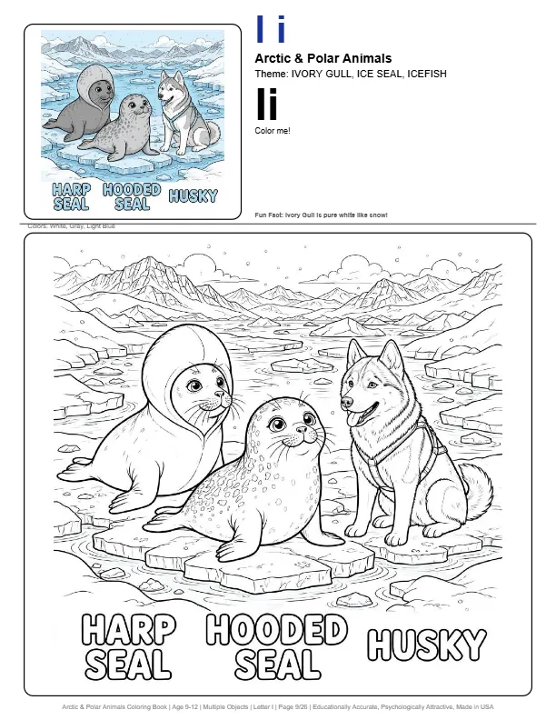 Alphabet Coloring Page Ivory Gull – Letter I Coloring Page