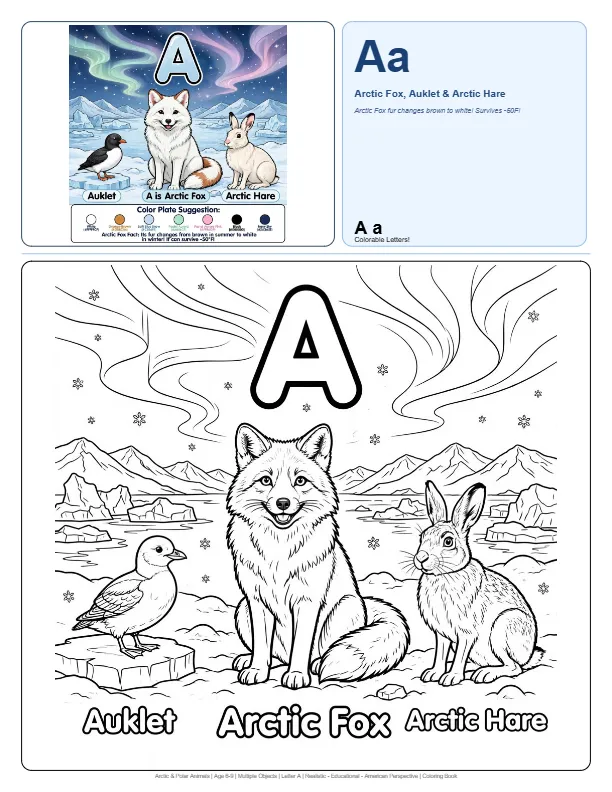 Arctic Fox Coloring Pictures – Letter A Coloring Page