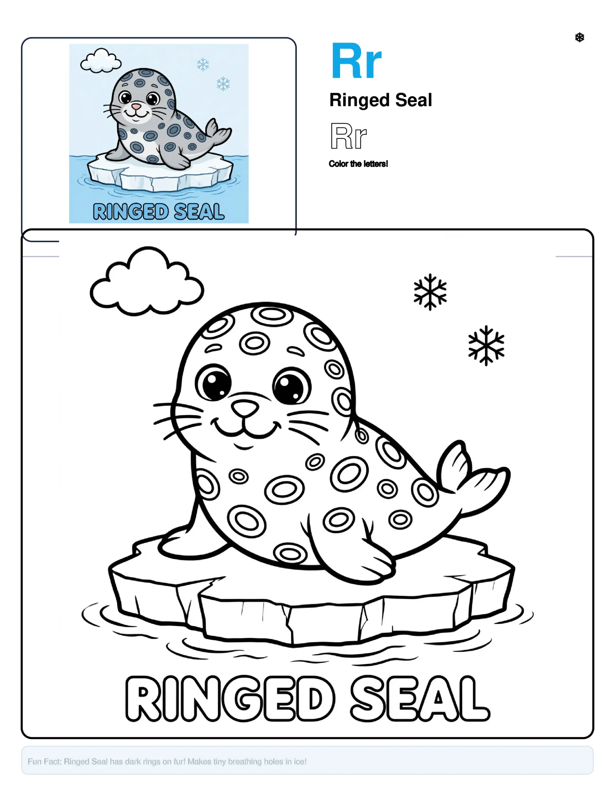 Baby Seal Coloring Pages – Letter R Coloring Page