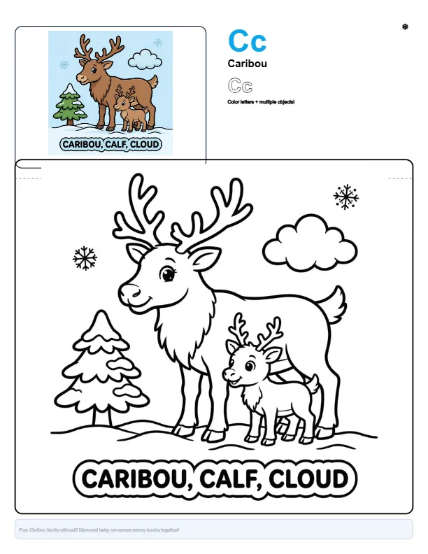 Coloring Pages Easy Caribou - Letter C Coloring Page