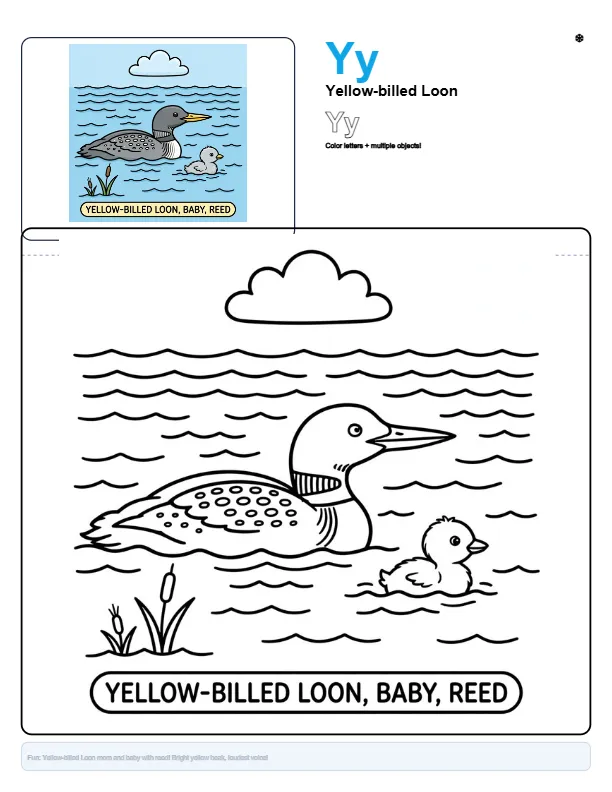 Coloring Pages For Adults To Print Yellow-billed Loon - Letter Y Coloring Page