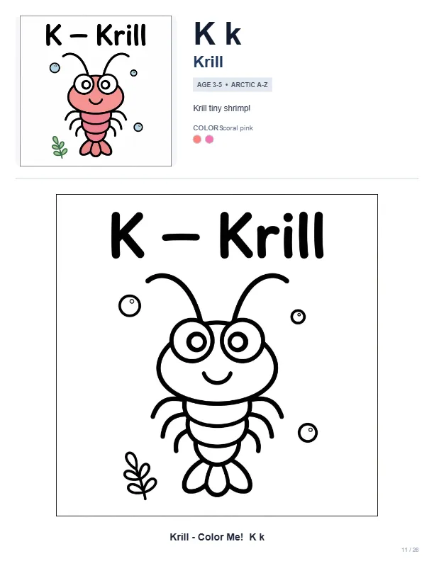 Coloring Pages For Teens Krill - Letter K Coloring Page