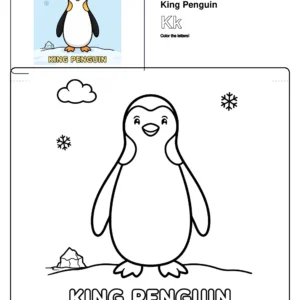 Free Coloring Pages King Penguin - Letter K Coloring Page
