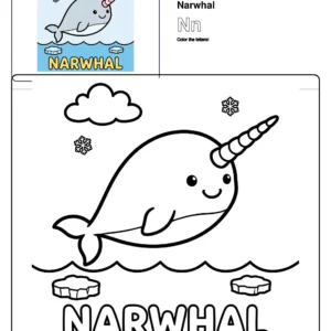 Narwhal Coloring Page - Letter N Coloring Page