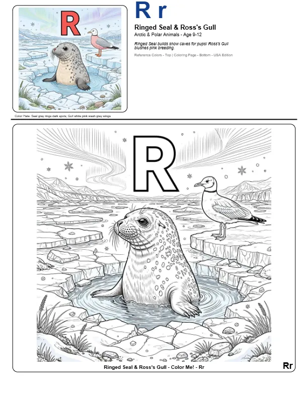 Numbers Coloring Pages Ringed Seal - Letter R Coloring Page