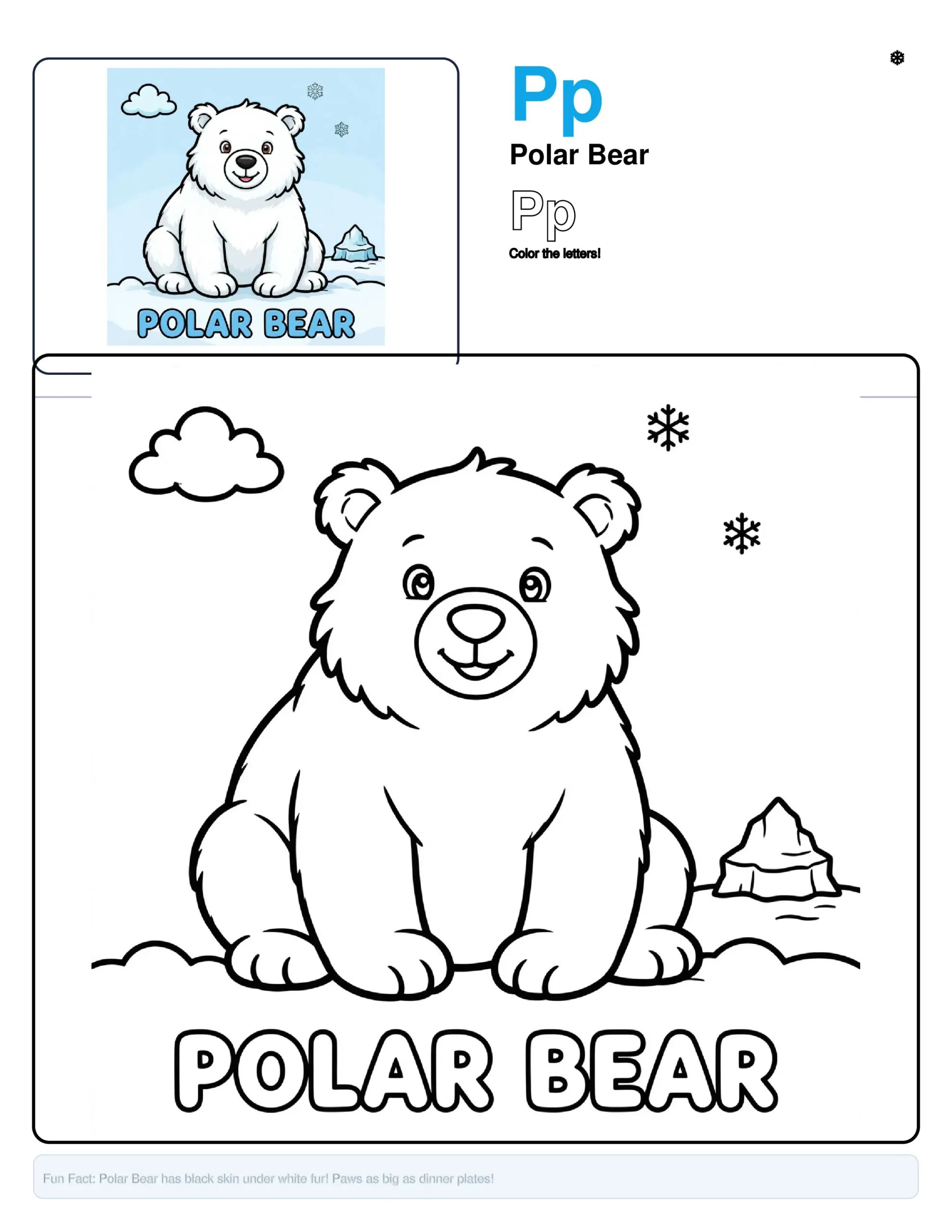 Polar Bear Coloring Pages - Letter P Coloring Page