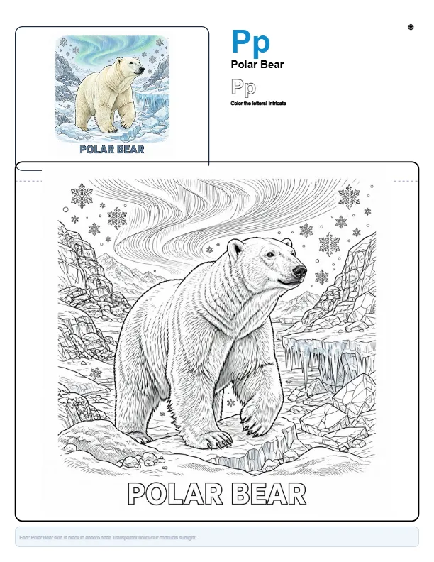 Polar Bear Coloring Pages Pdf - Letter P Coloring Page