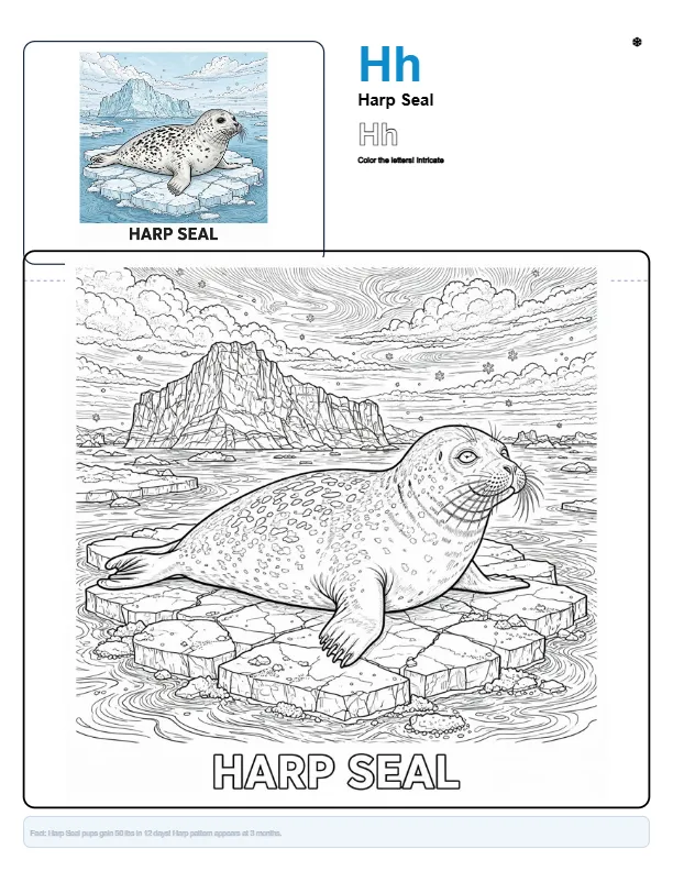 Seal Colouring Pages - Letter H Coloring Page