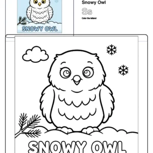 Snowy Owl Coloring Page - Letter S Coloring Page
