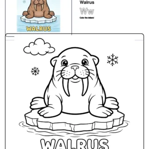 Walrus Coloring Pages - Letter W Coloring Page