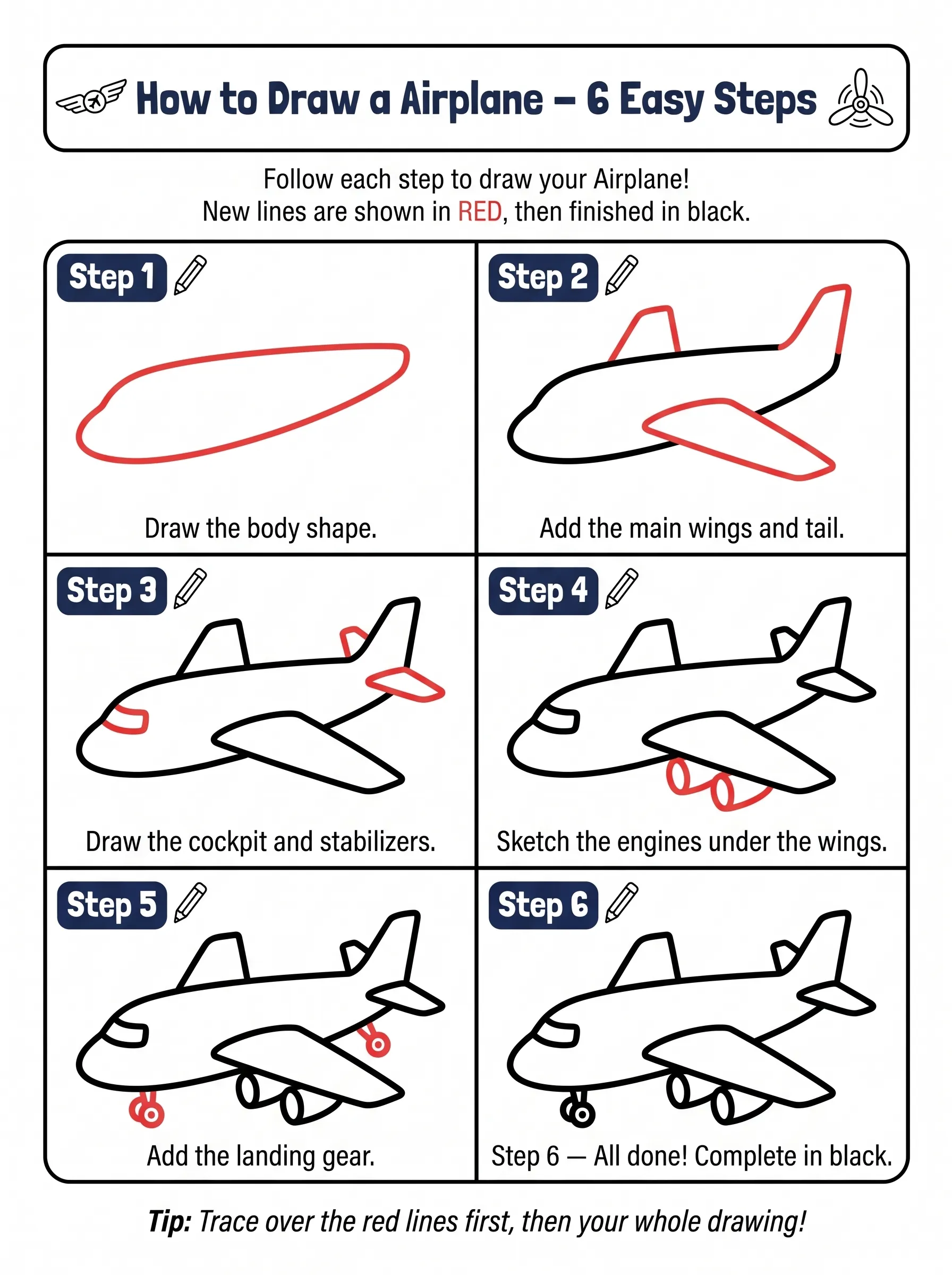 airplane drawing how to draw step by step