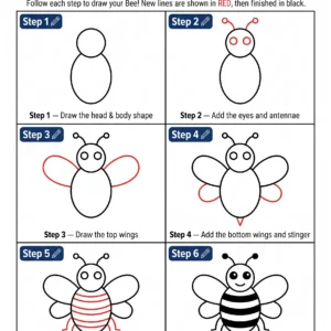 bee drawing how to draw step by step