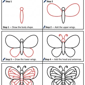 butterfly drawing how to draw step by step