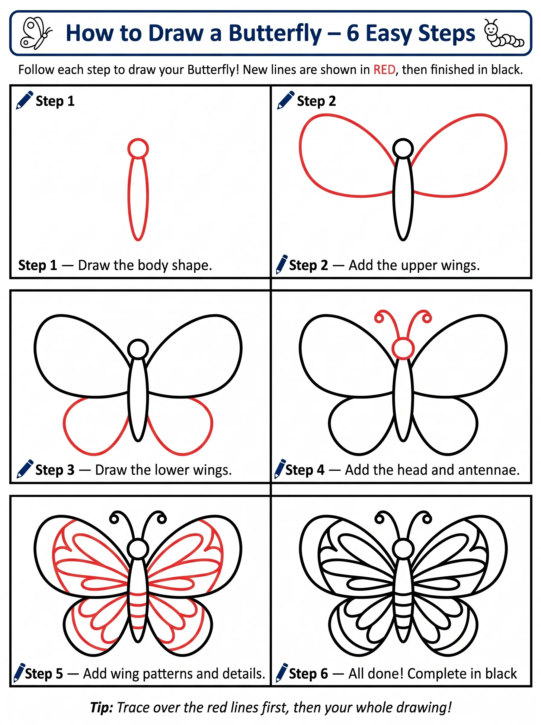 butterfly drawing how to draw step by step