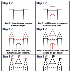 castle drawing how to draw step by step