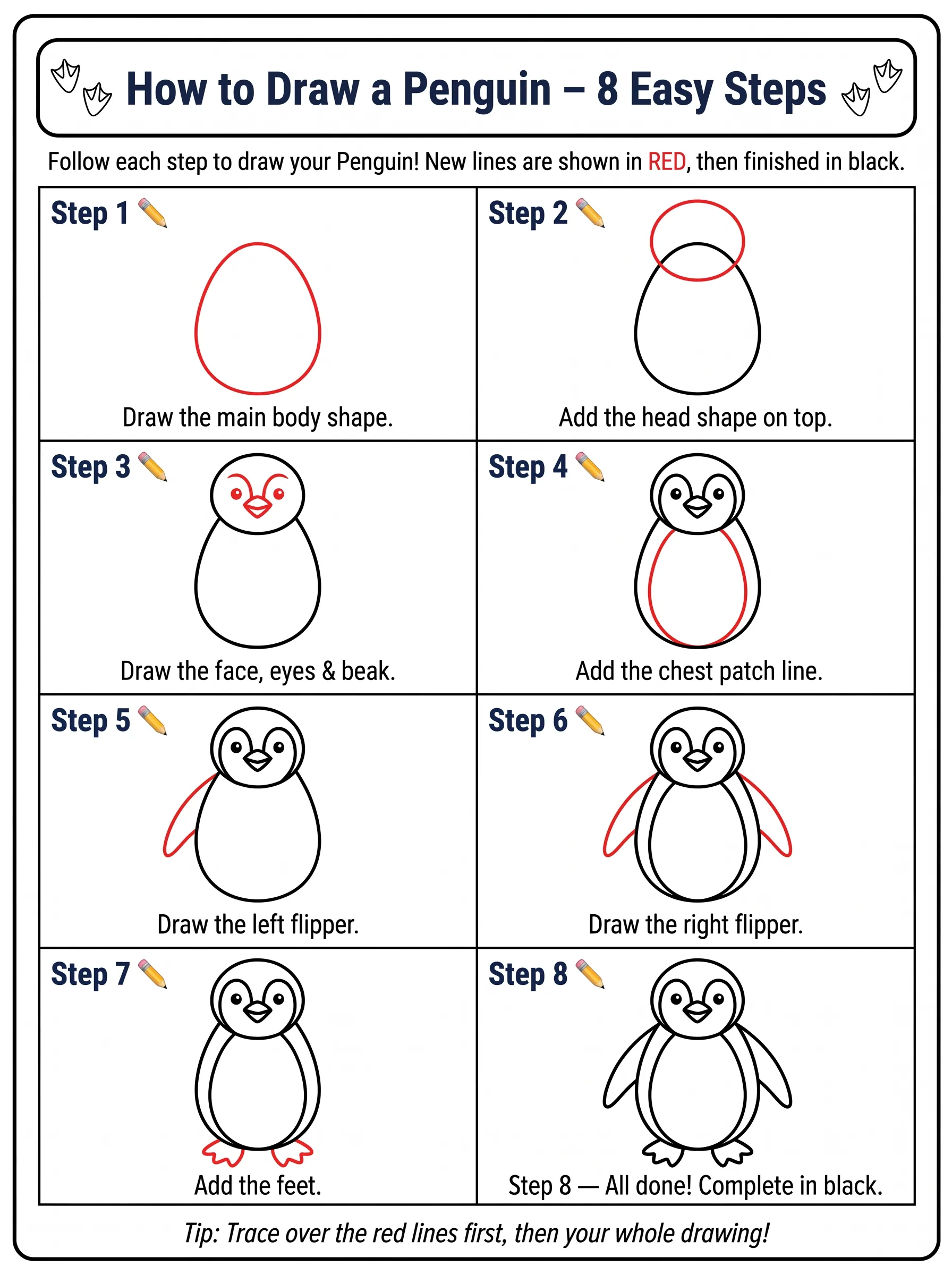 cute penguin drawing how to draw step by step