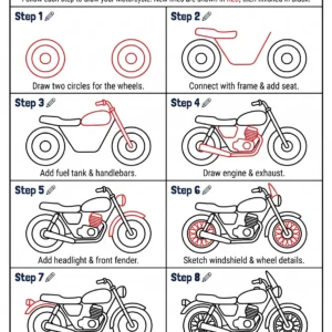 motorcycle drawing how to draw step by step