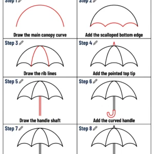 umbrella drawing how to draw step by step